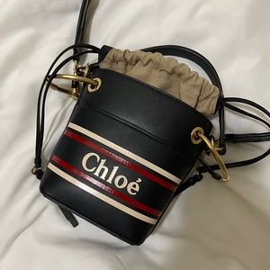 Chloe Roy Logo Bucket Bag Printed Leather Mini